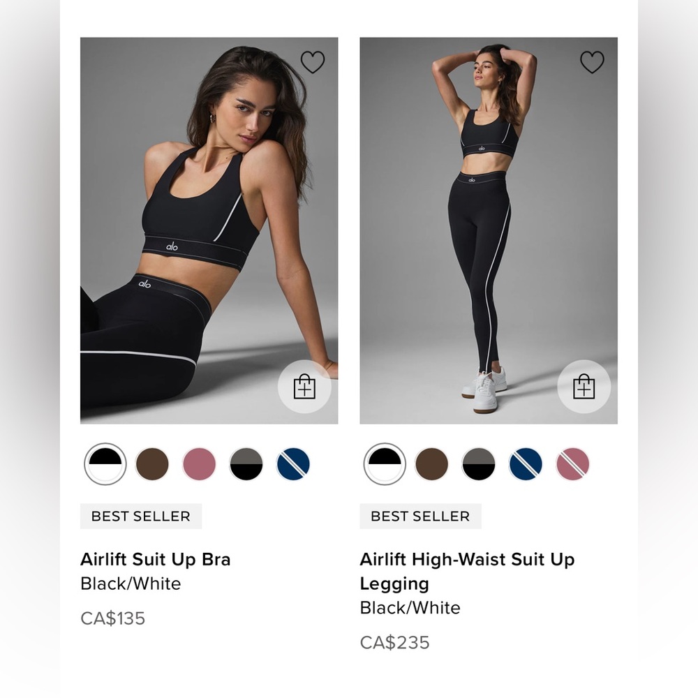 Black alo workout outfit size small